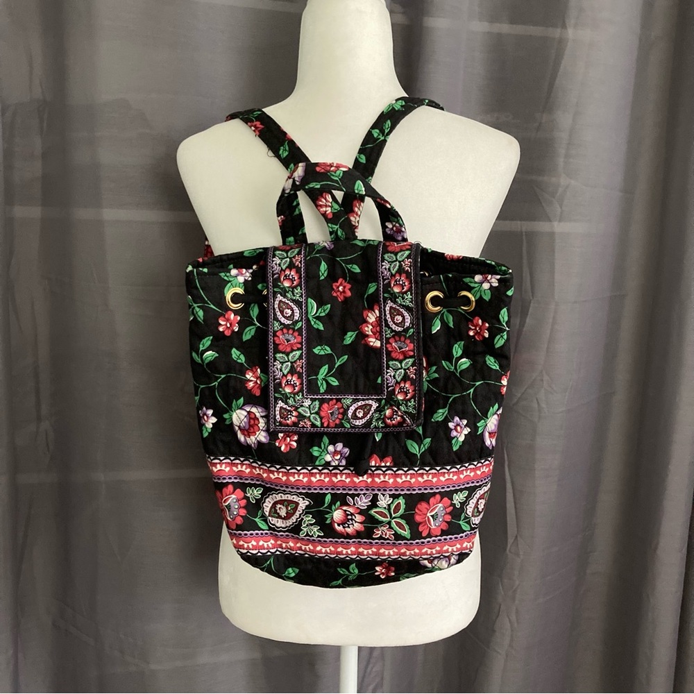 3/$20 Allegro Pacific Black Floral Print Quilted Backpack Purse